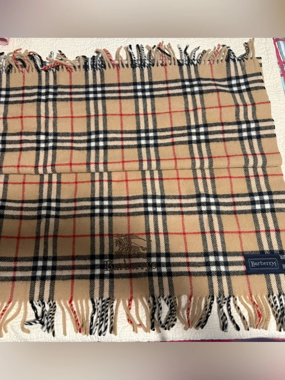 Burberry’s Vintage and NWB! Tan Classic Check Unisex Scarf with Logo!